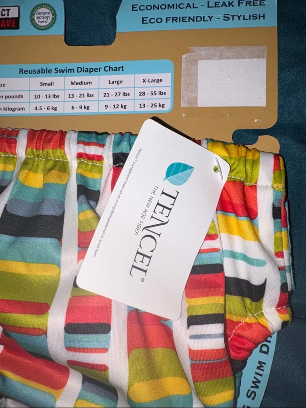 Charlie Banana Reusable Swim Diaper - Bright Multicolor Stripes -Small